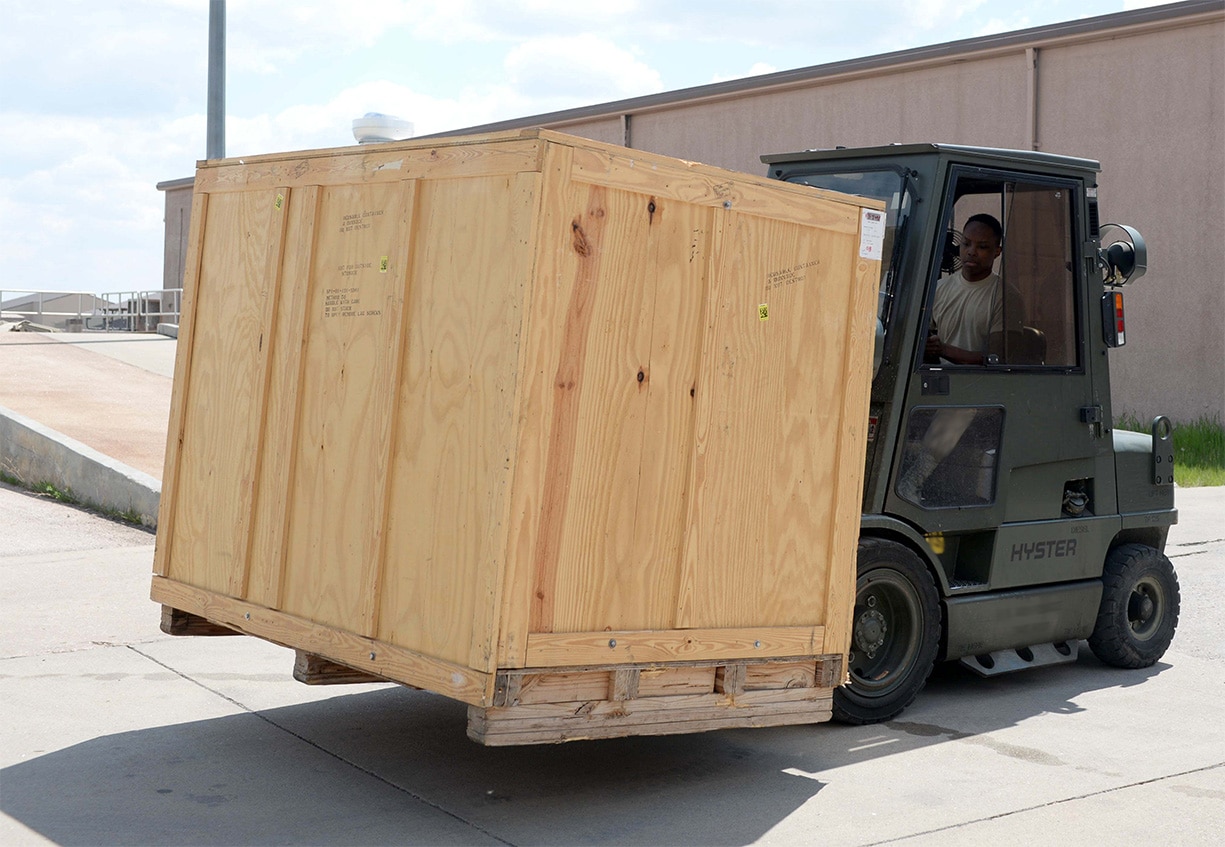 portable storage container forklift photo