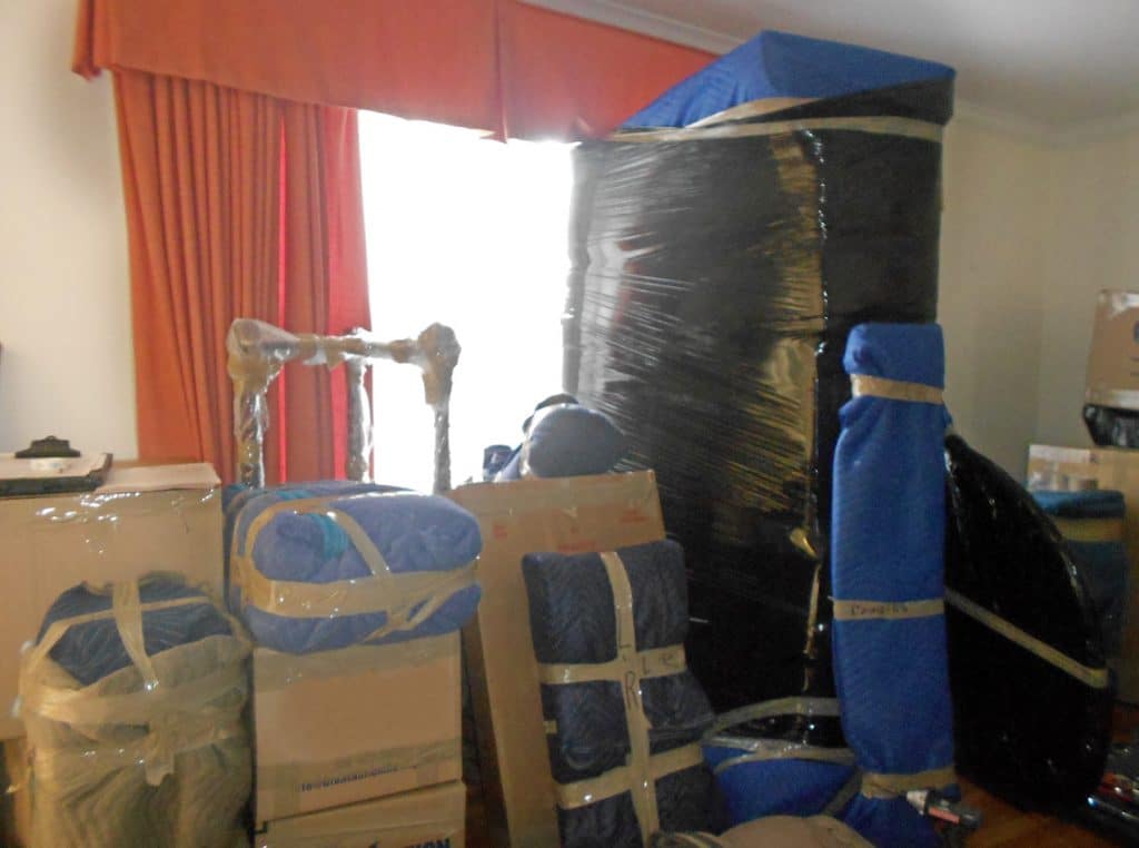 furniture packed in living room